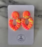 Polymer clay neon stud drop earrings on silver plated earhooks