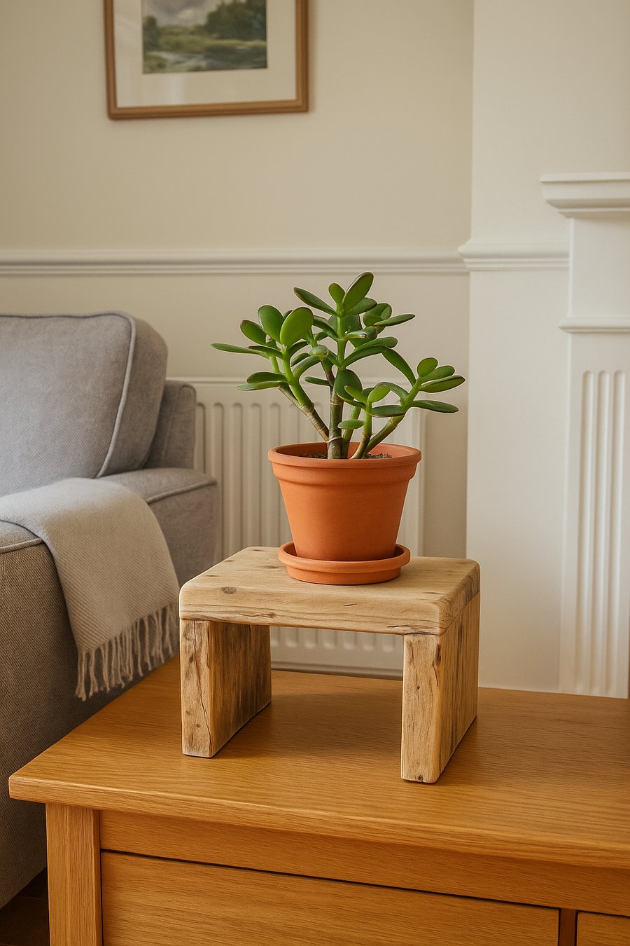 Rustic Solid Wooden Plant Stand,Stool