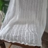 Hand knitted white baby blanket, car seat, pram blanket