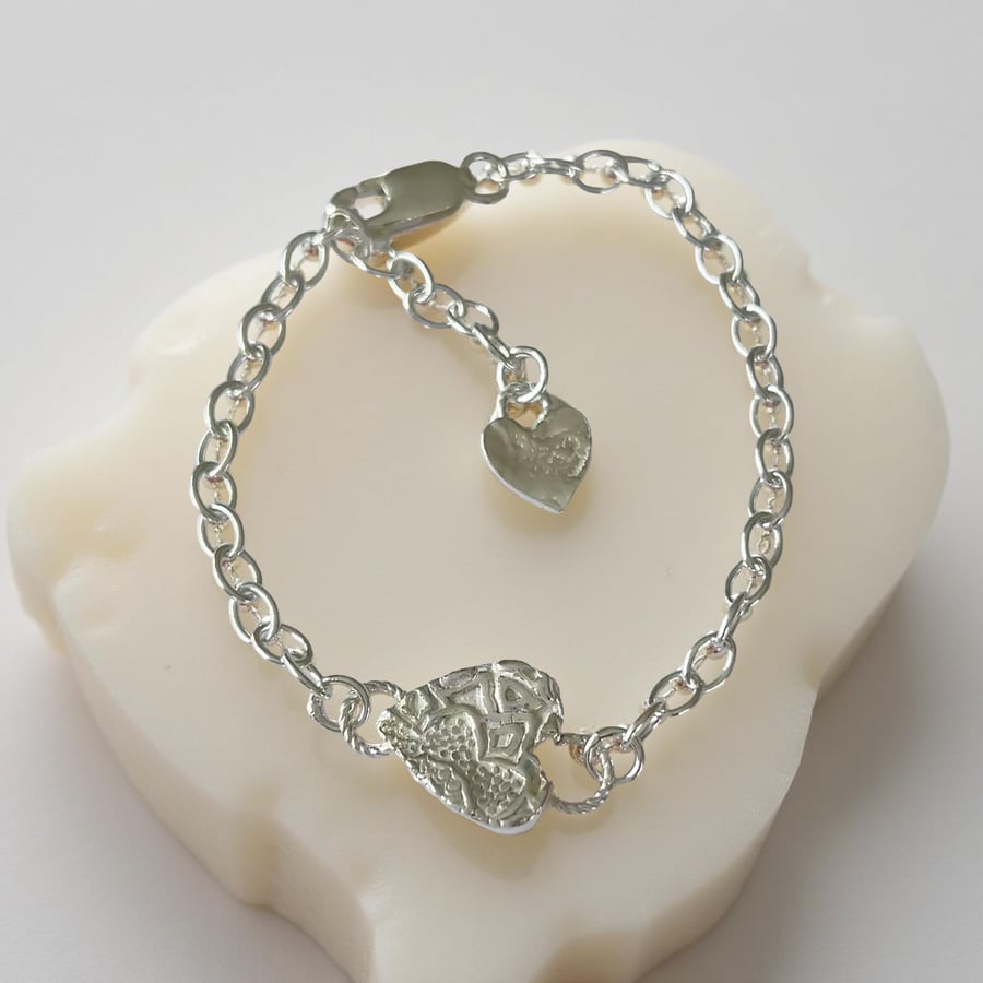 Friendship Silver heart Adjustable Bracelet