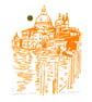 Linocut print of Santa Maria del Salute in Venice original handprinted art. - Image 1
