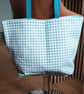 Bucket Bag Blue And White Dogtooth Design, With Fastener. Tote Bags. - Image 2