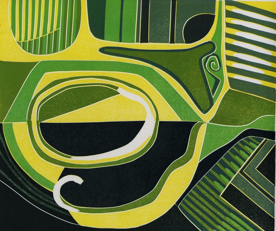 Abstract Linocut- `Henge Spring Festival`