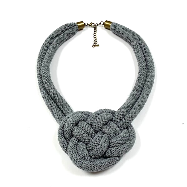 Grey Woven Textile Rope Necklace