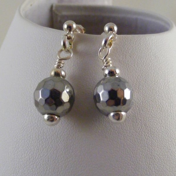 Silver Hematite Stud Earrings