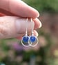 Silver and enamel circle earrings, silver circle earrings, long silver earrings - Image 3