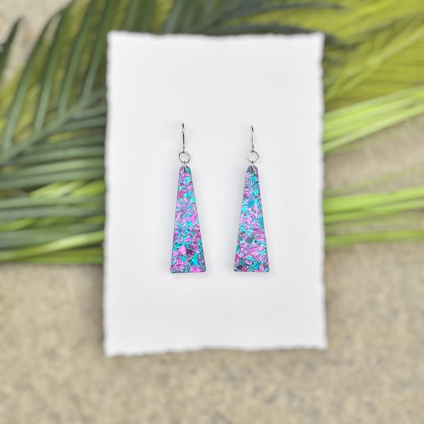 Iridescent Trapeze Statement Earrings -