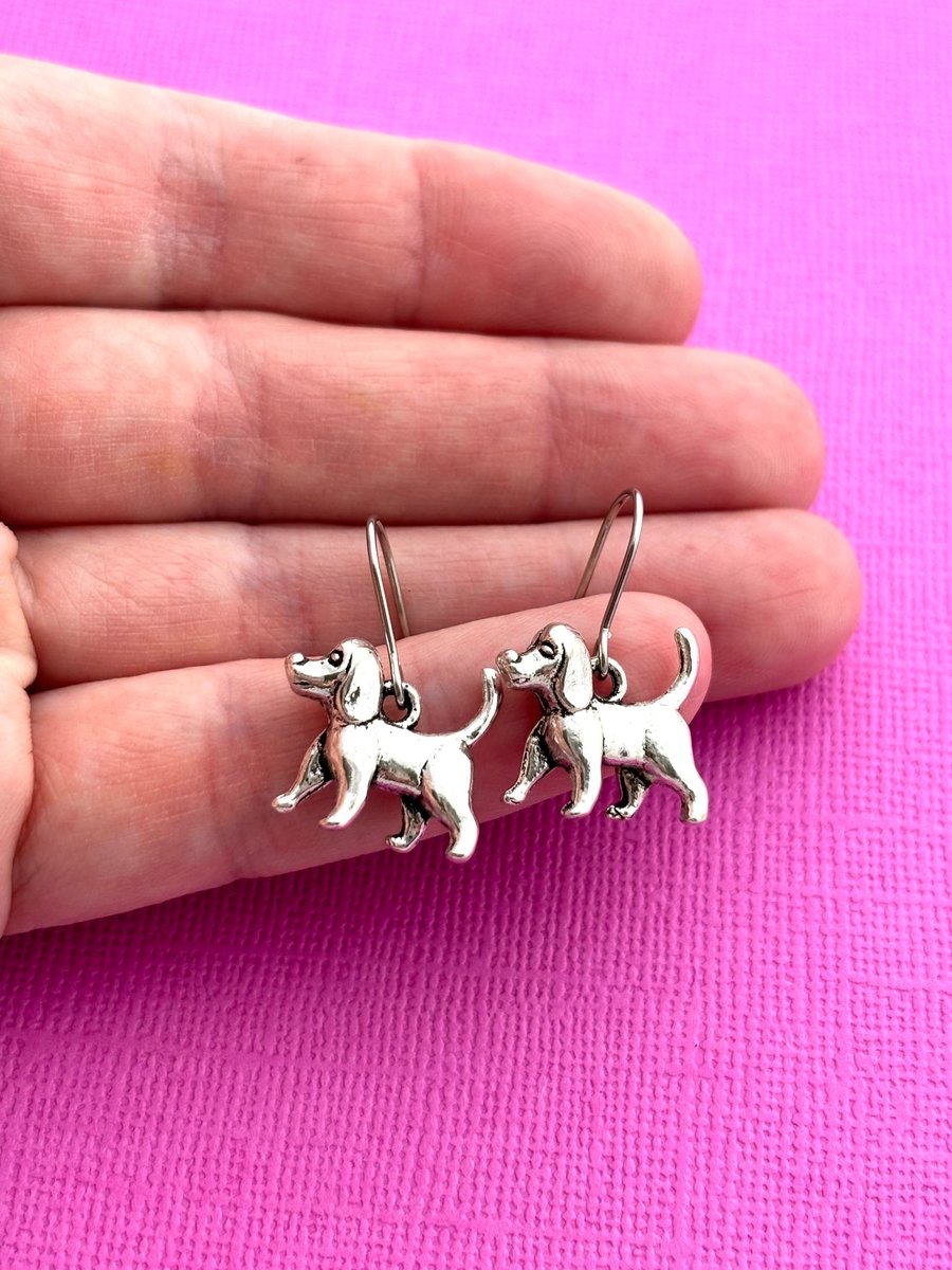 Silver Dog Earrings