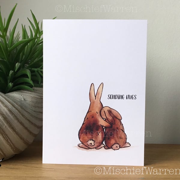 Sending Hugs Bunny Card - comforting card for any occasion 