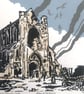 Abbey d' Ardenne one of a collection of linocut prints celebrating the 70th D-Da