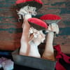 Large primitive, folk art style textile art sculpture,velvet toadstool display