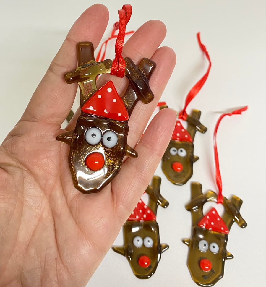 Reindeer- fused glass Christmas decoration