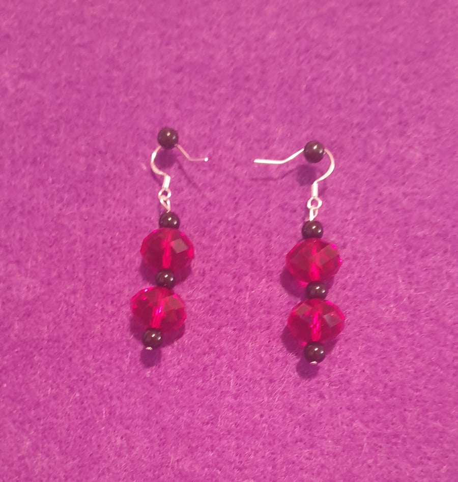 Red and black earrings
