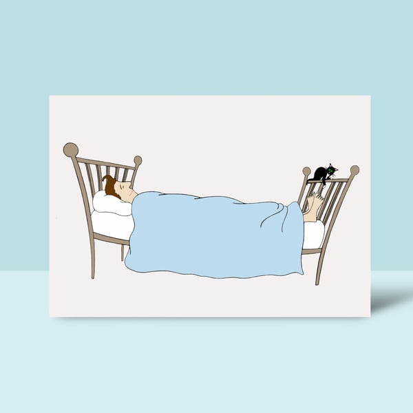 Funny Cat Greetings Card and Envelope, Blank Inside (6"x4")