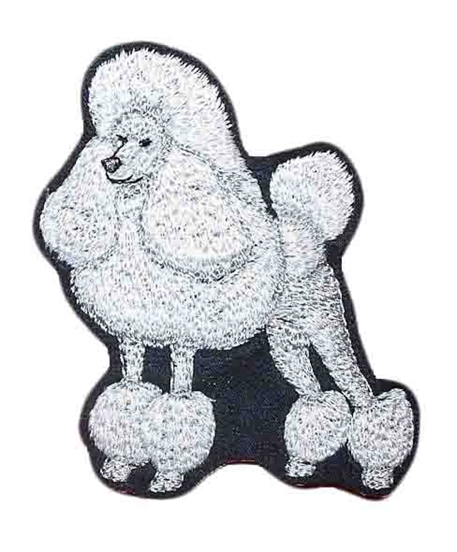 Embroidered Poodle patch: Iron on Dog patch, Stick on Poodle motif, sew on dog