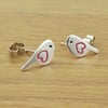 Bird Stud Earrings (coloured), Handmade Silver Jewellery, 6 colours available