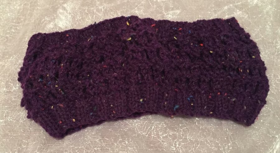 Dark purple wool ski headband