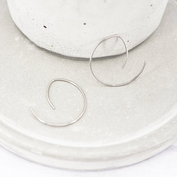 Small 1 inch Titanium earrings - Polished open threader hoops