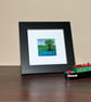Wool & textile needle felted picture, 4"x4" framed, riverside walk