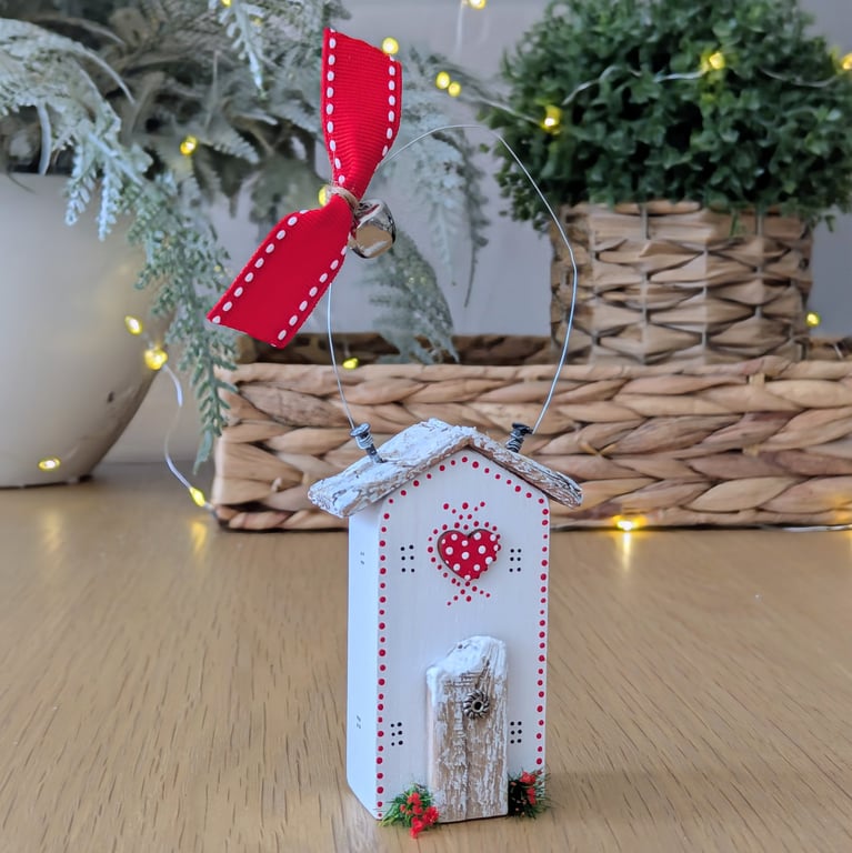 Handmade Wooden Cottage Christmas Decoration 