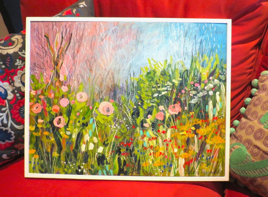'The Return of Summer' Original Wild Cottage Garden Abstract Floral Painting