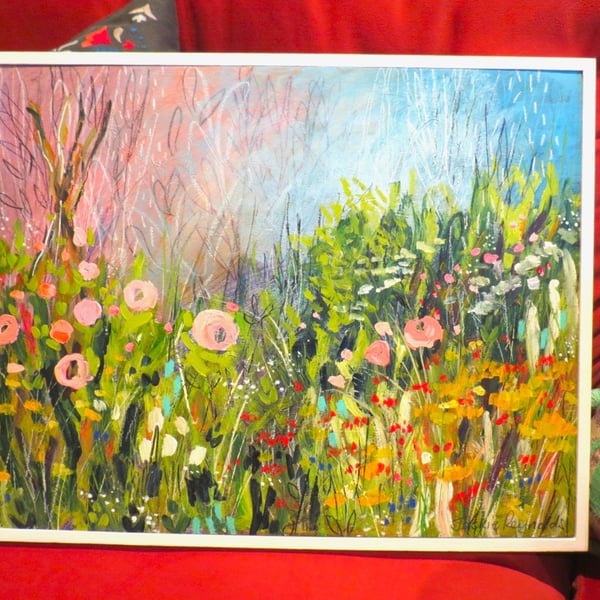 'The Return of Summer' Original Wild Cottage Garden Abstract Floral Painting