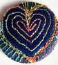 One Inch Badge Heart Fabric Badge with Free Machine Embroidery 