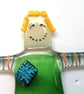 Scarecrow plant stake, fused glass patio decoration, gift for Mum, garden art.  - Image 5