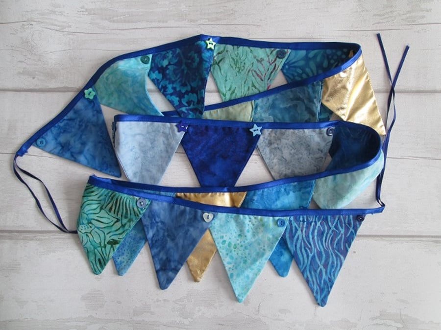 SOLD - Mediterranean Bunting - Blue, Turquoise, Gold