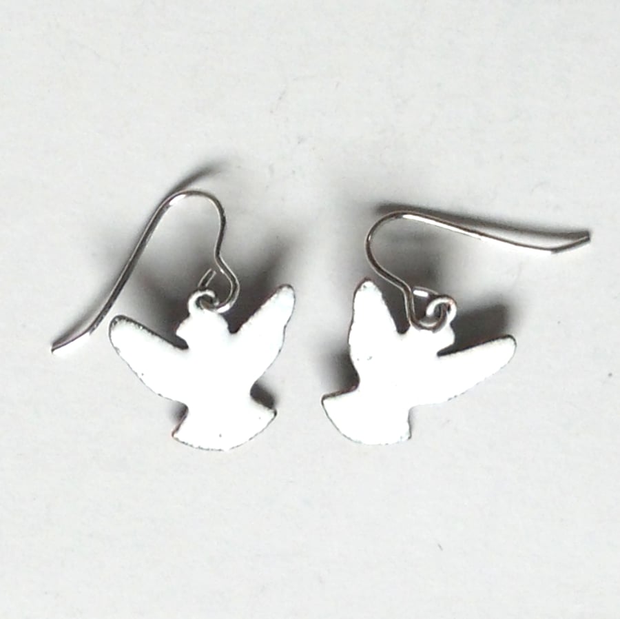 small white dove earrings