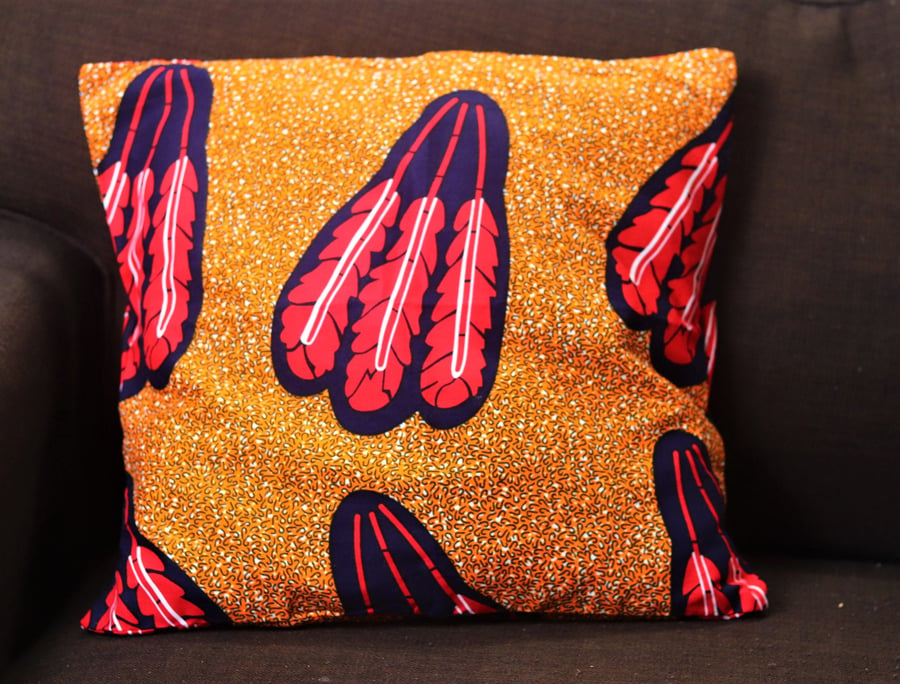 Feather print decorative cotton cushion covers