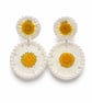 Real Daisy Earrings with Pearls - Handmade Botanical Statement Jewellery