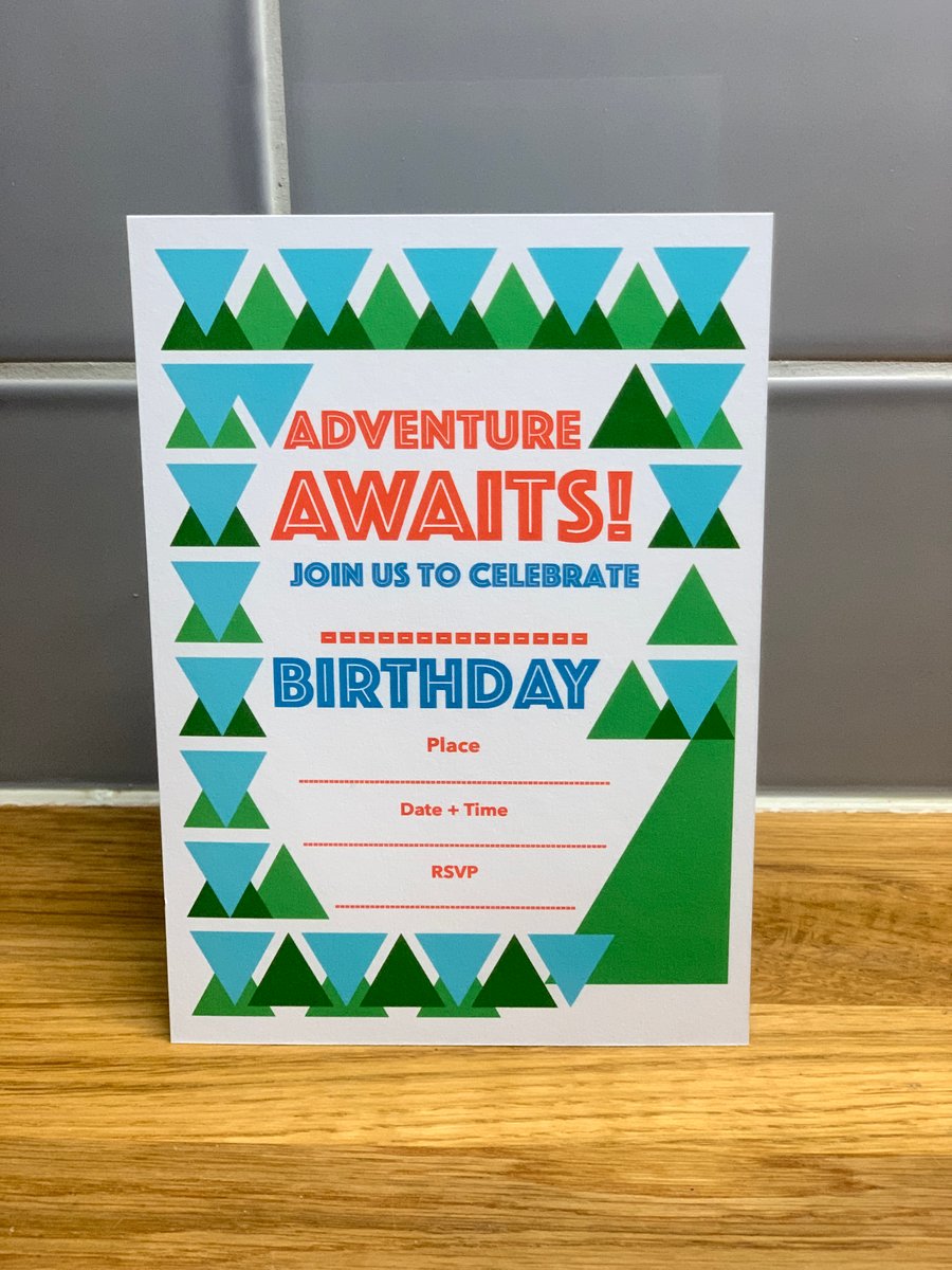 Pack of 8, Adventure Birthday Party Invitation