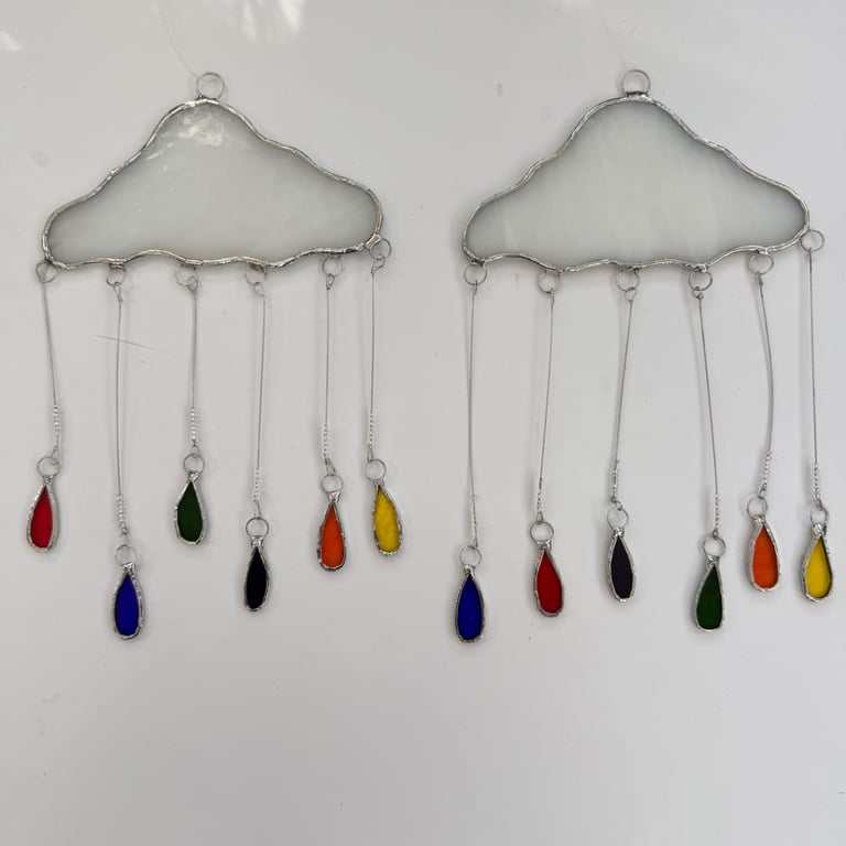 Stained Glass Large Rain Cloud Multi - Handmade Hanging Window Decoration