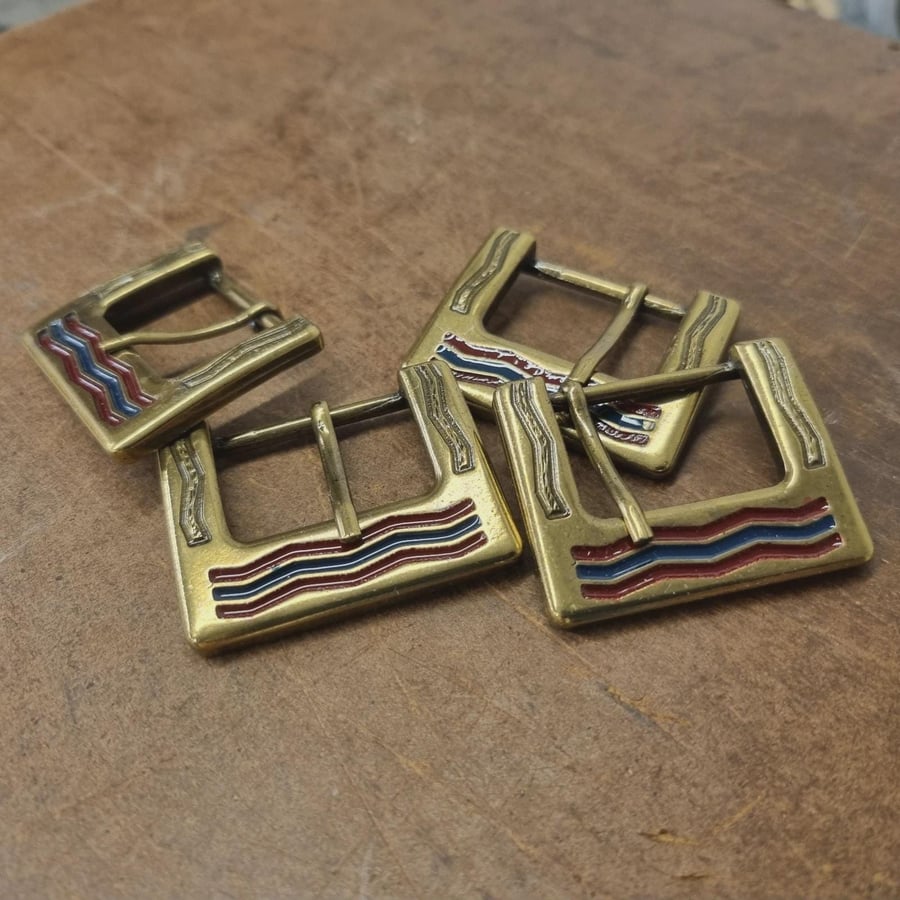 4X 30mm Patterned Brass Toned Belt Buckle