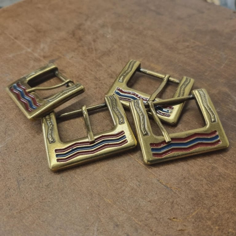 4X 30mm Patterned Brass Toned Belt Buckle
