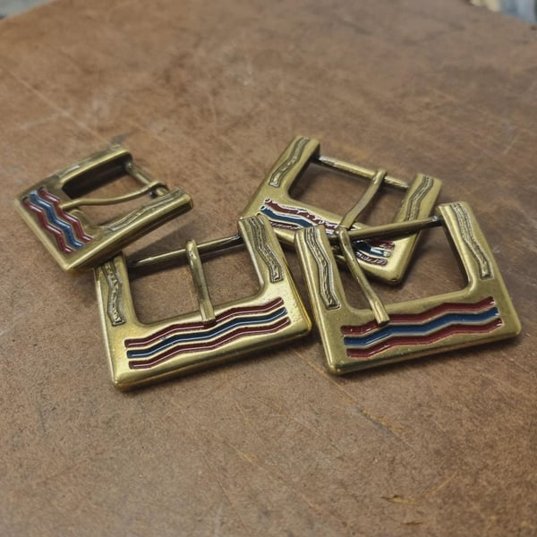4X 30mm Patterned Brass Toned Belt Buckle