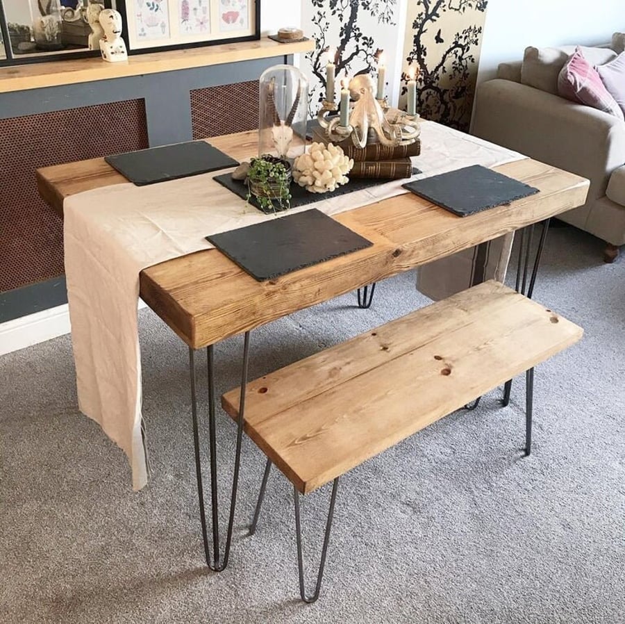 Industrial Hairpin table and benches