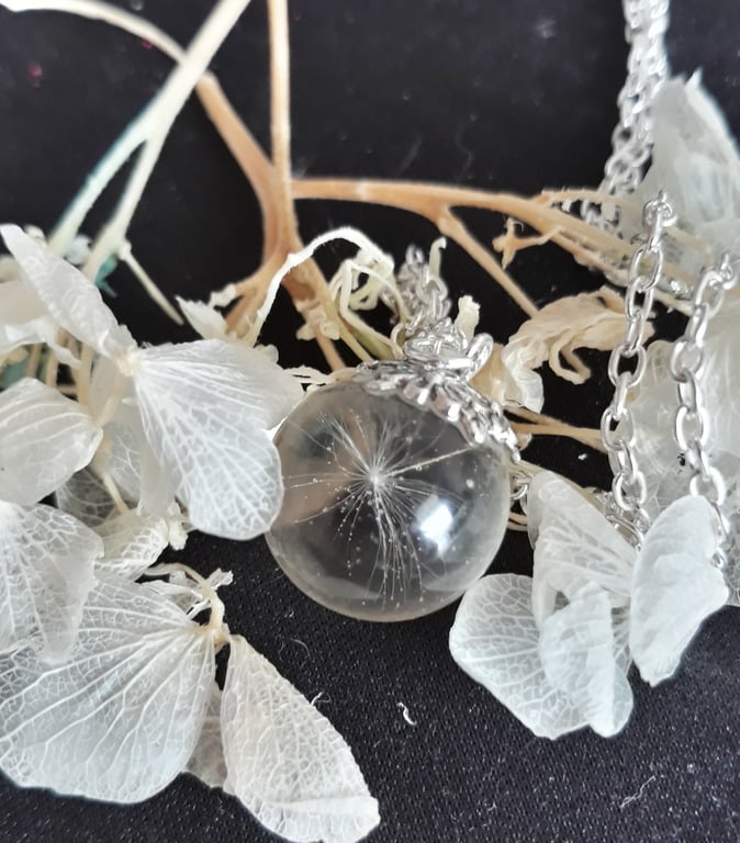 R11. Resin globe necklace with dandelion seed
