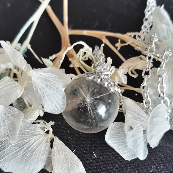 R11. Resin globe necklace with dandelion seed