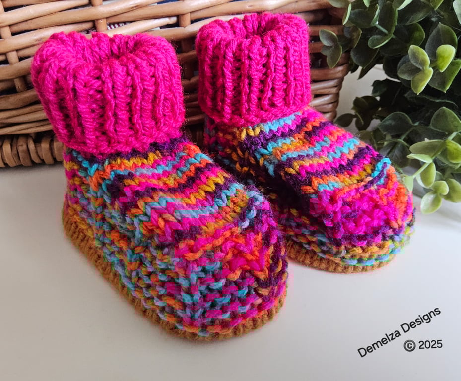 Designer Baby Girl's Hand Knitted Booties 3-6 months size 