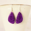 Purple Abstract Triangle Patterned Lightweight Statement Earrings, One of a Kind