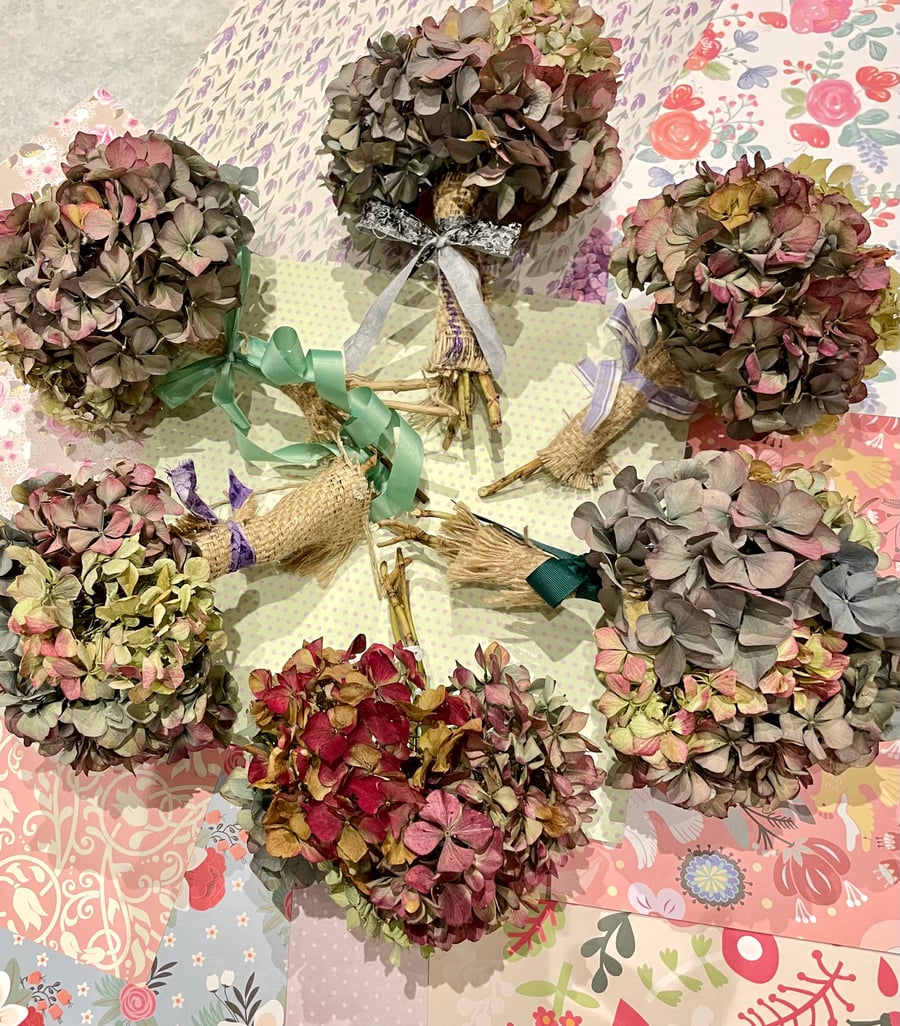 Dried hydrangea posies. Home decoration, Wedding or gifts