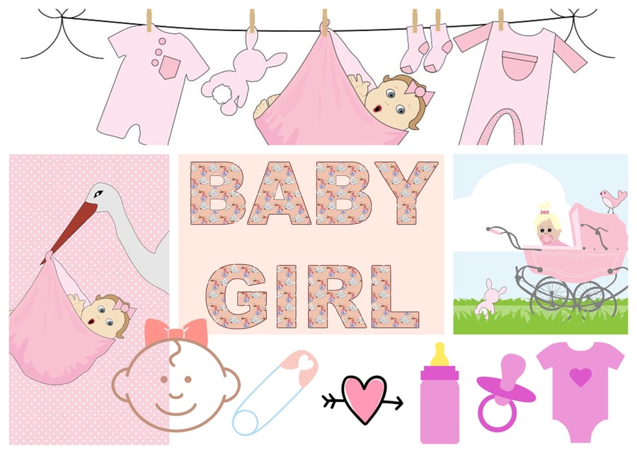 New Baby Girl Greeting Card A5