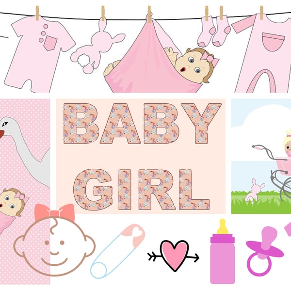 New Baby Girl Greeting Card A5
