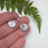 Silver Fern Leaf Pattern Circle Dangle Earrings Seconds Sunday