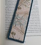Textile bookmark - aqua blue embroidered curtain, wool and velvet fabrics - Image 5