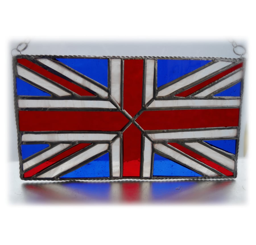 Union Jack Stained Glass Suncatcher Handmade British Flag  008