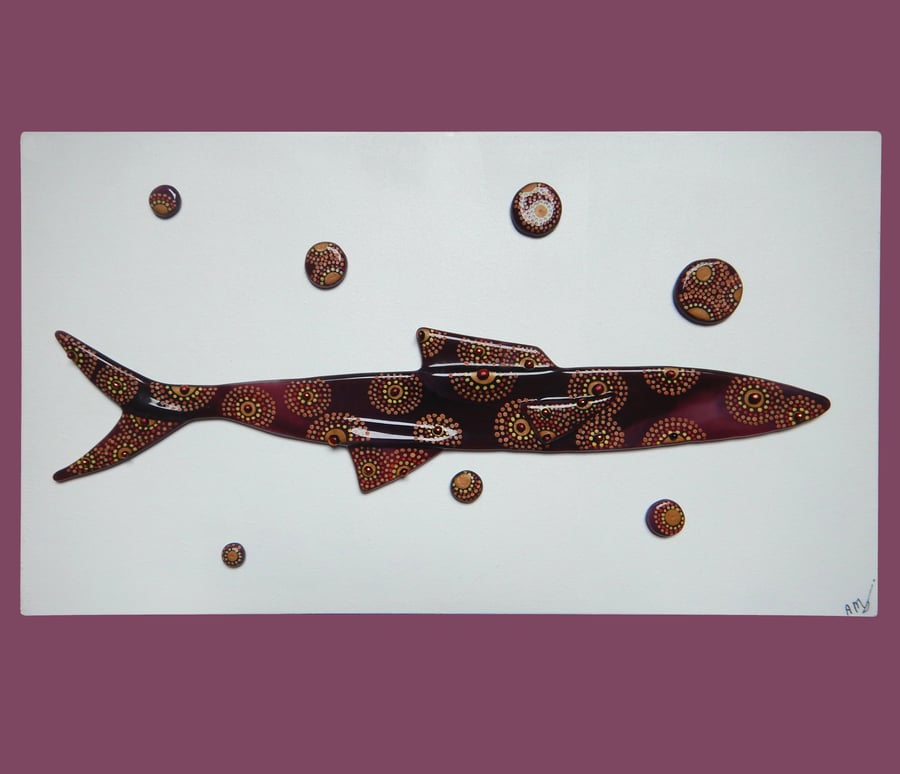 HANDMADE FUSED GLASS  'FISH' PICTURE