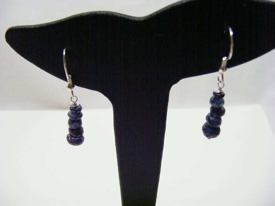 Sapphire and Sterling Silver Earrings